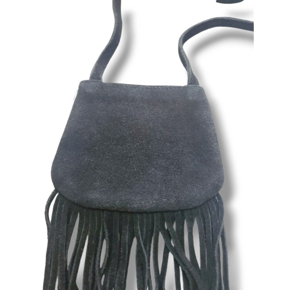 Vintage Gianni Black Vegan Suede Fringe MicroMini Shoulder Crossbody Western Bag - Picture 9 of 16
